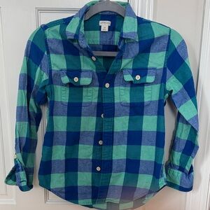 Crewcuts Blue and Green Checkered Button Down Shirt